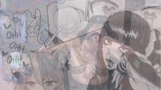 Jumping on a dildo in a leather skirt and heels