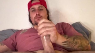 Edge and cum with tatted hot stud with a big cock