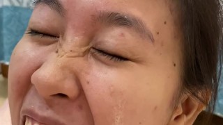 Teen slut humiliated spit on face and throat fucked.