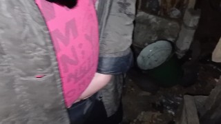 Me and my neighbor are hiding in an abandoned house to masturbate