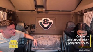 stranded gym girl Yasmina Khan gets fucked in the fake truck!