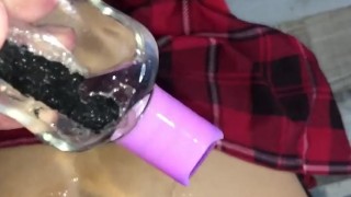 Sensational doggystyle fuck and footjob end with creampie