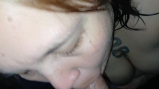 Blowjob cum in my tits