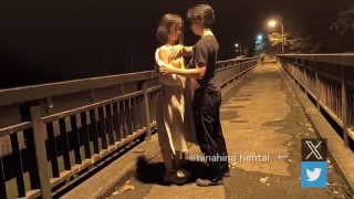 【野外露出】車がびゅんびゅん通るから夜でも恥ずかしい💦　でも野外で全裸は気持ちいい♪