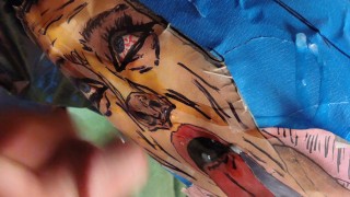 Stroking to art, then cumming all over the drawing