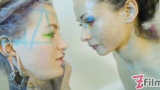 HARDCORE ANAL SLUTS fist each othere IN BATH covered with colors