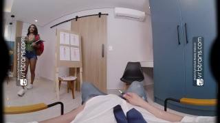 VRB Trans: Slutty Latina T-Girl Gabrielly Ferraz Deepthroats You as an English Teacher | VR Porn