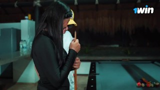 My nerdy stepson PipeBoy teaches me how to play pool and I swallow his cum. I'm a naughty stepmom!