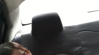 I lick my girlfriend's pussy in my friend's car on the way home