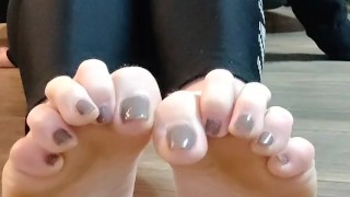 Showing off my clean soles and long toes