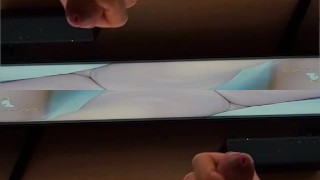 Daddy edging to porn bro spanglish verbal mirror cumshot