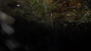 I masturbate hairy pussy in a public place while pissing