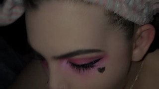 Sexy amateur babe giving head and swallow