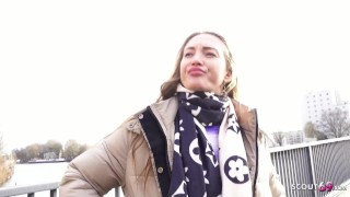 GERMAN SCOUT - Blonde tall Girl Julia Maze seduce to Cheating Casting Fuck