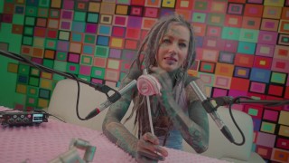Tattoo Model Pornstar Anuskatzz licks lolliepop ASMR Youtube channel: ASMRkatz SFW inked hippie