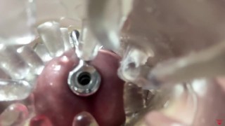 Super camera. Cumming in pussy from a catheter