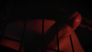 Caged, playing with my cock