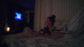 Jerking Off To My Roommate While She Is Playing Video Games In Her Black Panties