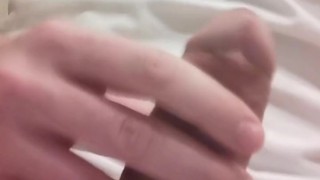 Horny guy stroking his cock multiple cumshots