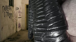 Cuming on Girlfriend's Shiny Black G.W. Down Jacket