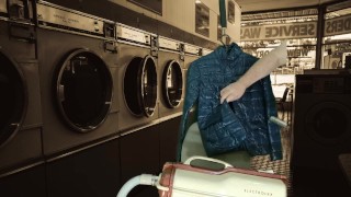 Vacuuming Girlfriend's Emoi Blue Down Jacket with Vintage Electrolux