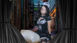 HENTAI Aibu。路地裏。メイド。電動マッサージ機でオナニー。