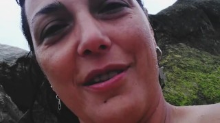 Masturbation on the beach talking Spanish