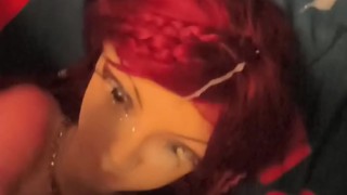 Mini Sex Doll Elf Cheerleader 80cm Gets Dicked Down & SLO MO Big Facial