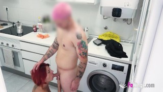 Hot redhead MILF Albaan fucks her stepson's best friend for us to see