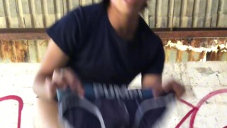 2 POV: Moaning Hairy Latino Man Jerks Outdoor