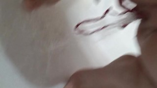  Russian fat bitch shoved her panties into anal and pissed for the sake of the owner fingering a shav 