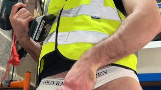 XL Thick hairy musky hung builder creampie’s ginger Tradesman's raw hole