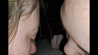 Two hungry cumsluts milking cock