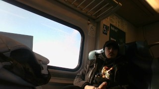 Solo Masturbation on The Train in Public