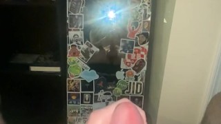 Jerking big hard dick in mirror for you