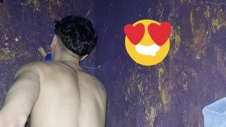 twink boy cruising up public glory hole for a dick to fill up his hungry mouth