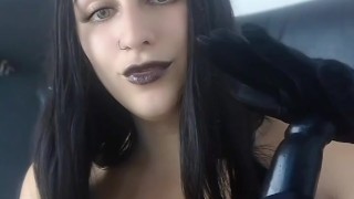 Your mistress gives you a guided handjob, playing only with your glans and saliva until you cum on h