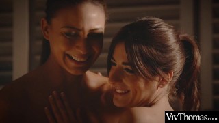 Watch these hot sexy lesbians get oiled up for slippery sex