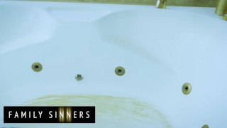 FAMILY SINNERS - Hot Milf Gets Dominated In Doggy By Her Stepson While Her Husband Isn't Home