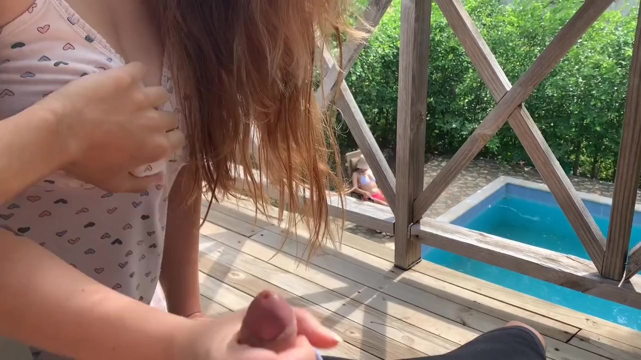 I fuck my sister-in-law on the balcony while my wife is in the pool