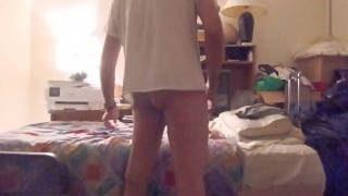 BLACK QUEER TRYING ON FEMALE UNDIES AND ONE MALE PAIR OF SHORTS