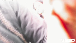 PUBLIC COUPLE OUTSIDE CAUGHT COSPLAY CAMERAMAN BLACK DRESS