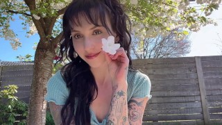 sexy petite tattooed woman | SHEER LINGERIE try on | outdoors