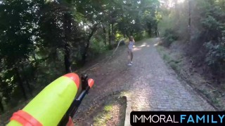 Woodland Chase, Topless Alexis Hunts Horny Pranksters!