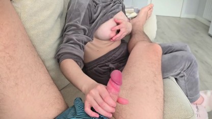 Don't stop now Stepmother! Keep playing with my cock Please!
