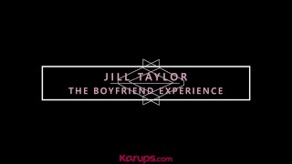 Horny blonde Jill Taylor sucks her boyfriend's dick then rides him until he cums all over her