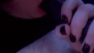 Sucking my dildo getting it nice and wet