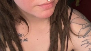 Smoking Brunette Plays With Her Titties