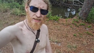 Nature walk wank - Nude, barefoot and totally exposed!