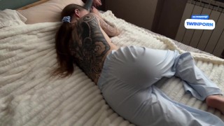  Tatted Teen Fucked by Stepdad in Pajamas While Mom&#039;s Away - Morning Cowgirl &amp; Missionary 